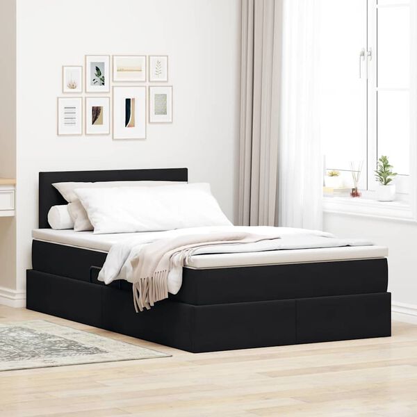 vidaXL Bett mit Stauraum und LED mit LED Schwarz 120 x 200 cm Samt