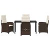 vidaXL Garten Essgruppe mit Kissen 5 pcs Braun Poly-Rattan