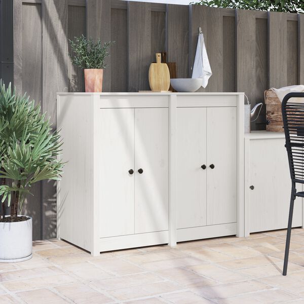 vidaXL K&uuml;chent&uuml;r MEPPEL 2 pcs Wei&szlig; 50 x 9 x 82 cm Massivholz Kiefer