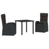 vidaXL Garten Essgruppe 3 stk. Schwarz Poly-Rattan