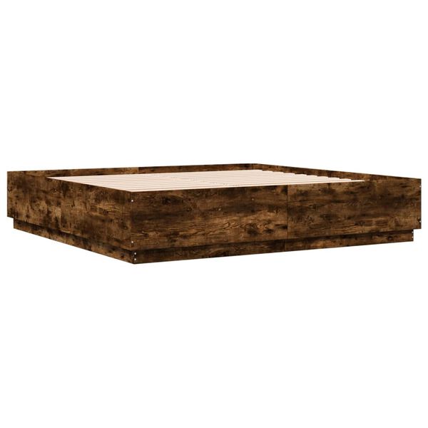 vidaXL Bettgestell mit LED R&auml;uchereiche 200x200 cm Holzwerkstoff