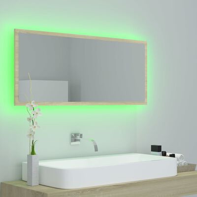 vidaXL LED-Badspiegel Sonoma-Eiche 100x8,5x37 cm Acryl