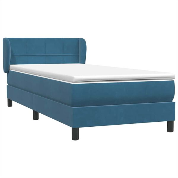 vidaXL Boxspringbett mit Matratze Dunkelblau 80x220 cm Samt