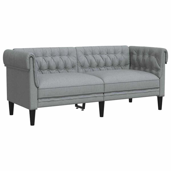 vidaXL Chesterfield-Sofa Hellgrau 182,5 x 74,5 x 74,5 cm Stoff
