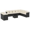 vidaXL 11-tlg. Garten-Sofagarnitur mit Kissen Schwarz Poly Rattan
