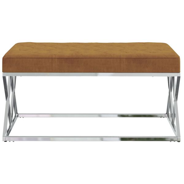 vidaXL Sitzbank Braun Samt und Edelstahl