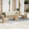 vidaXL 7-tlg. Garten-Sofagarnitur mit Kissen Beige Poly Rattan