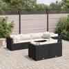 vidaXL 7-tlg. Garten-Lounge-Set mit Kissen Schwarz Poly Rattan