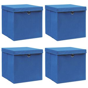 vidaXL Aufbewahrungsboxen mit Deckeln 4 Stk. Blau 32x32x32 cm Stoff