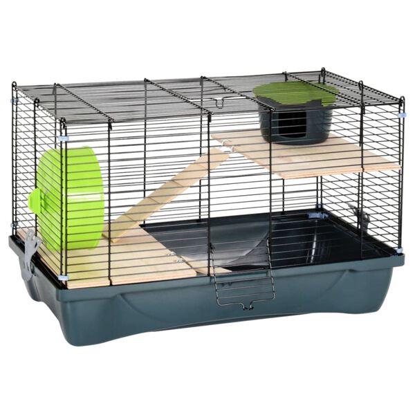 vidaXL Hamsterkäfig Grau 58x32x36 cm Polypropylen und Metall