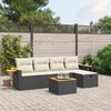 vidaXL 5-tlg. Garten-Sofagarnitur mit Kissen Schwarz Poly Rattan