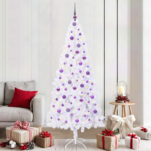 vidaXL K&uuml;nstlicher Weihnachtsbaum Wei&szlig; 210 cm PVC und Stahl