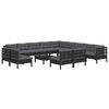 vidaXL 14-tlg. Garten-Lounge-Set mit Kissen Schwarz Massivholz Kiefer