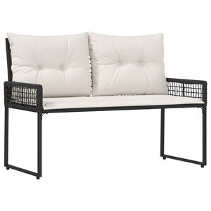 vidaXL Bank Outdoor mit Kissen Schwarz und Cremewei&szlig; 118 x 55 x 82 cm