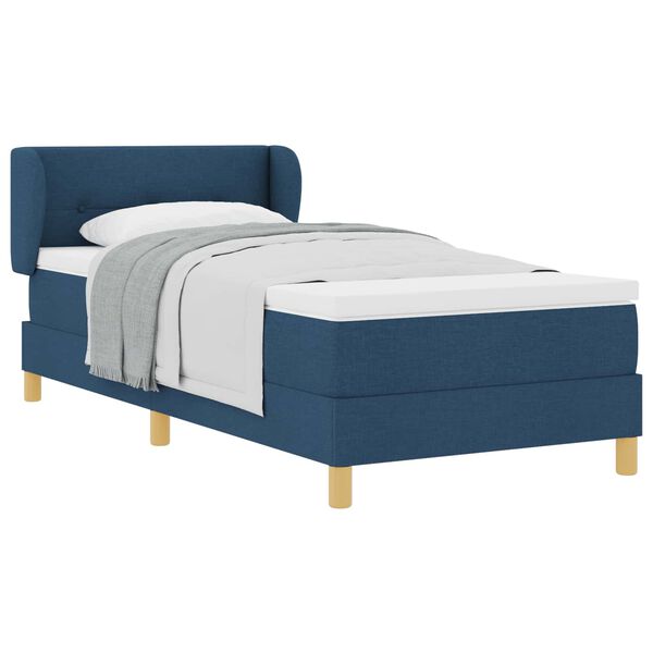 vidaXL Boxspringbett mit Matratze mit Kopfteil Blau 90 x 200 cm Stoff