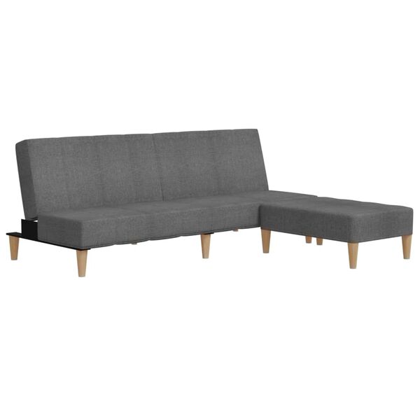 vidaXL Schlafsofa 2-Sitzer mit Hocker Hellgrau Stoff