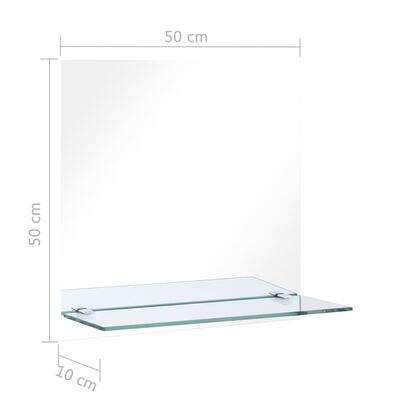 vidaXL Wandspiegel mit Regal 50×50 cm Hartglas