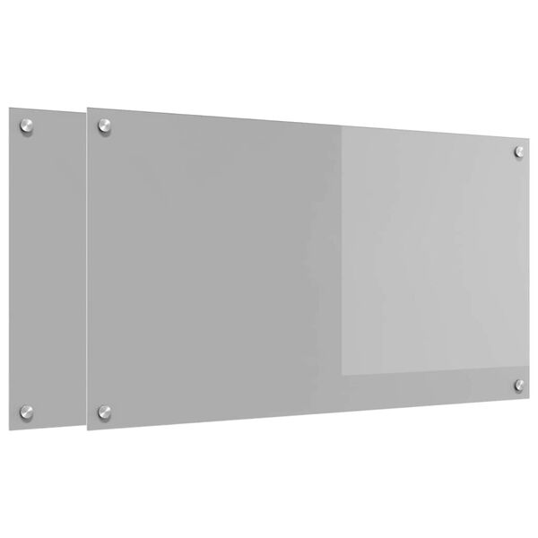 vidaXL K&uuml;chenr&uuml;ckwand 2 pcs Hellgrau 90 x 50 cm Geh&auml;rtetes Glas