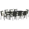 vidaXL Garten Essgruppe mit Kissen 9 pcs Schwarz Poly-Rattan