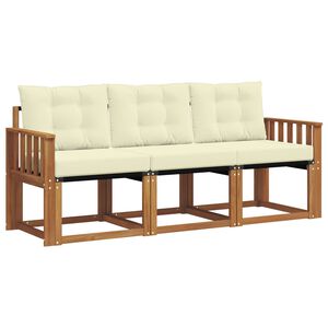 vidaXL Outdoor-Sofagarnitur 3 stk. 3-Sitzer Natur und Creme