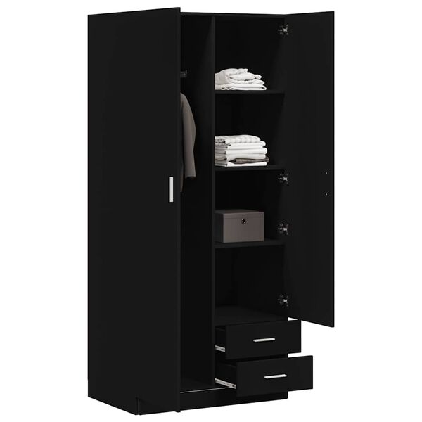 vidaXL Kleiderschrank Schwarz 80x52x180 cm Holzwerkstoff