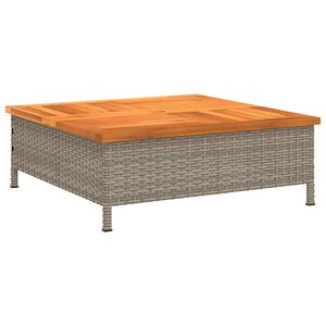 vidaXL Gartentisch Grau 70x70x25 cm Rattan und Akazienholz