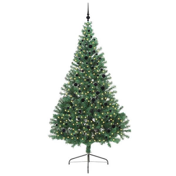 vidaXL K&uuml;nstlicher vorbeleuchteter Weihnachtsbaum Gr&uuml;n 240 cm PVC