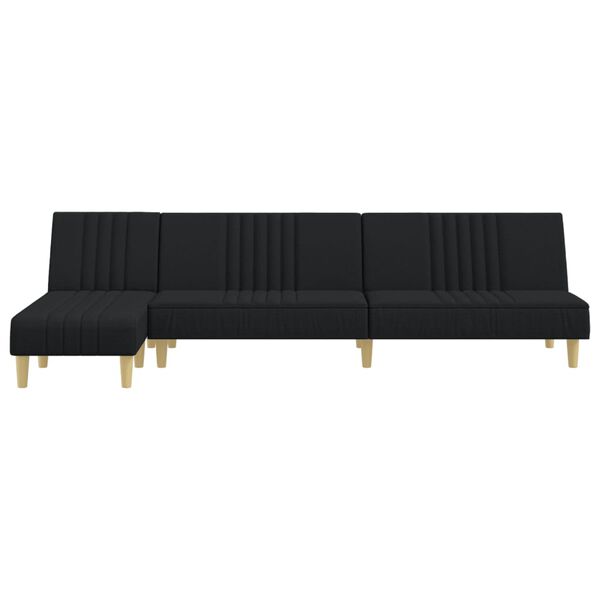 vidaXL Schlafsofa in L-Form Schwarz 255x140x70 cm Stoff