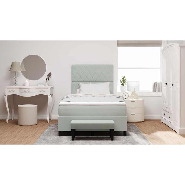 vidaXL Boxspringbett mit Matratze Hellgrau 120 x 190 cm Samt