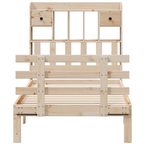 vidaXL Massivholzbett mit Regal ohne Matratze 90x200 cm Kiefer