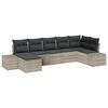 vidaXL Garten-Sofa-Set mit Kissen 7 pcs Hellgrau Poly-Rattan