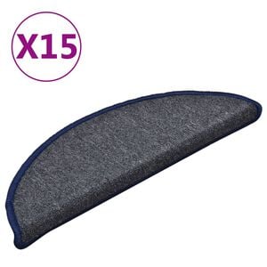 vidaXL Stufenmatten 15 Stk. 56x17x3 cm Dunkelgrau und Blau Halbrund