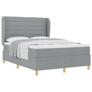 vidaXL Boxspringbett mit Matratze Hellgrau 190 x 140 cm Stoff