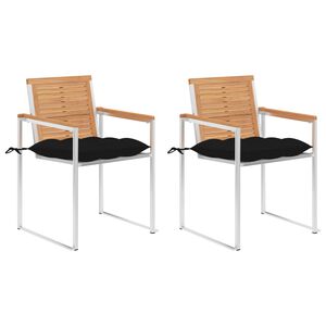 vidaXL Gartenst&uuml;hle mit Kissen 2 Stk. Massivholz Teak und Stahl