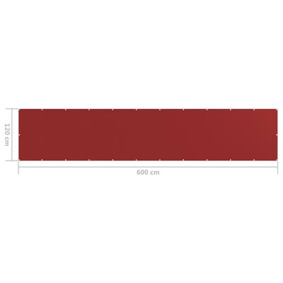 vidaXL Balkon-Sichtschutz Rot 120x600 cm HDPE