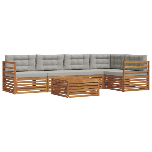 vidaXL Outdoor-Sofagarnitur mit Kissen 6 pcs Nat&uuml;rlich und Hellgrau