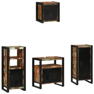 vidaXL Badezimmerm&ouml;bel-Set 4 stk. Mehrfarbig und Schwarz