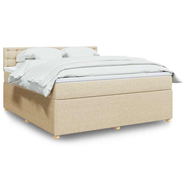 vidaXL Boxspringbett mit Matratze Creme 180x200 cm Stoff