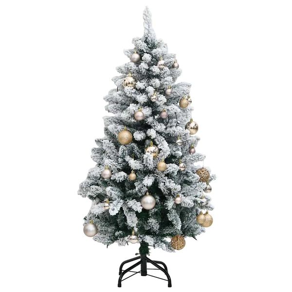 vidaXL K&uuml;nstlicher Weihnachtsbaum Klappbar 150 LEDs & Kugeln 150 cm