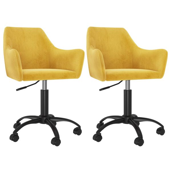 vidaXL Esszimmerst&uuml;hle 2 Stk. Drehbar Senfgelb Samt