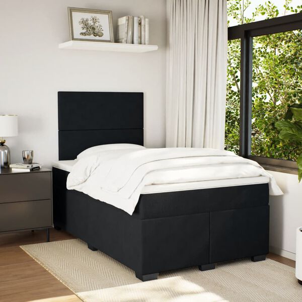 vidaXL Boxspringbett mit Matratze Schwarz 120x200 cm Samt