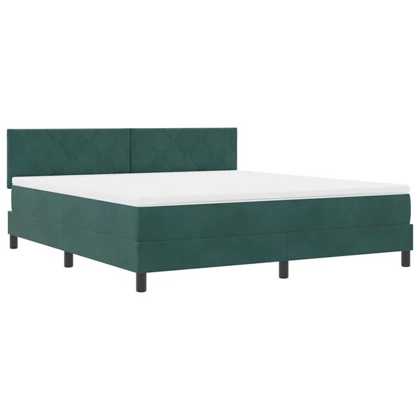 vidaXL Boxspringbett mit Matratze Dunkelgr&uuml;n 180 x 200 cm Samt