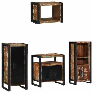 vidaXL Badezimmerm&ouml;bel-Set mit Regal 4 pcs Massives upgecyceltes Holz