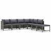 vidaXL 7-tlg. Garten-Lounge-Set mit Kissen Poly Rattan Grau