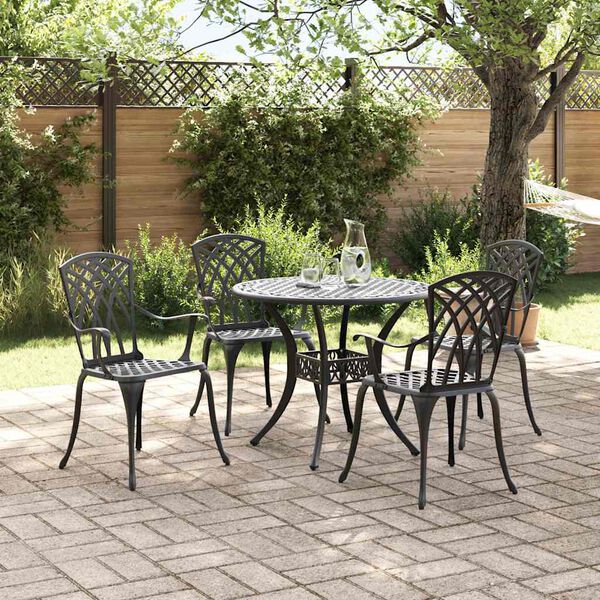 vidaXL Garten Essgruppe 5 pcs Schwarz Aluminium