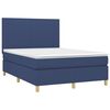 vidaXL Boxspringbett mit Matratze & LED Blau 140x200 cm Stoff