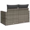 vidaXL Gartensofa 2-Sitzer mit Kissen Grau Poly Rattan