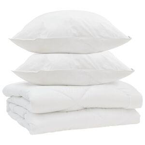 vidaXL Bettdecke mit Kissen 3 pcs Wei&szlig; Mikrofaser