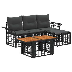 vidaXL Gartensofa-set 5 stk. Schwarz und Dunkelgrau Poly-Rattan