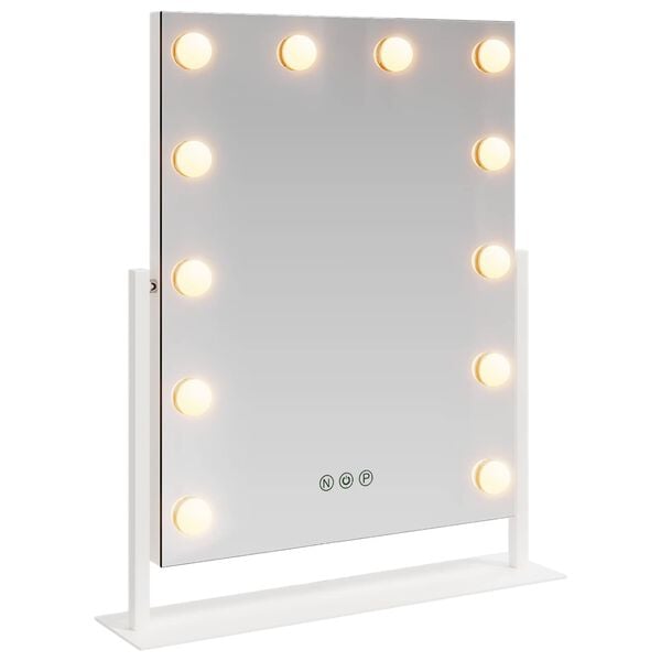 vidaXL LED Schminkspiegel Wei&szlig; 44 x 10 x 53 cm Glas und Stahl